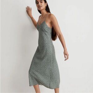 Madewell Green Floral Midi Dress